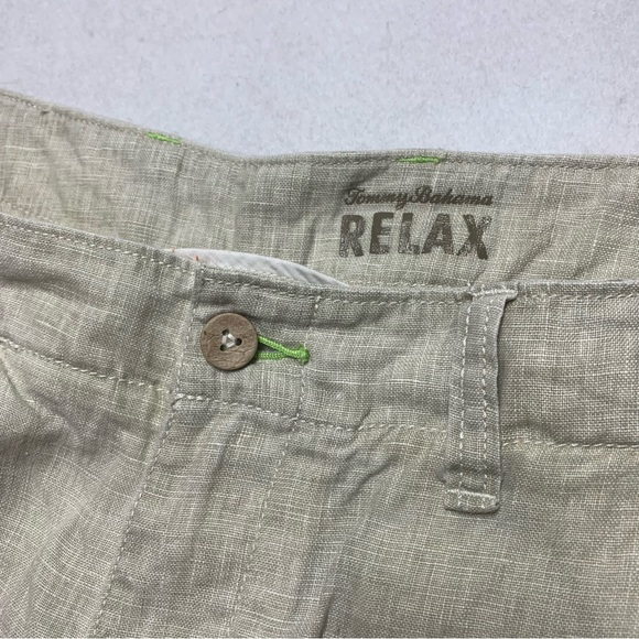 Tommy Bahama Relax 100% Linen Pants wide leg Cream color Back flap pockets 36x32 - Picture 2 of 10